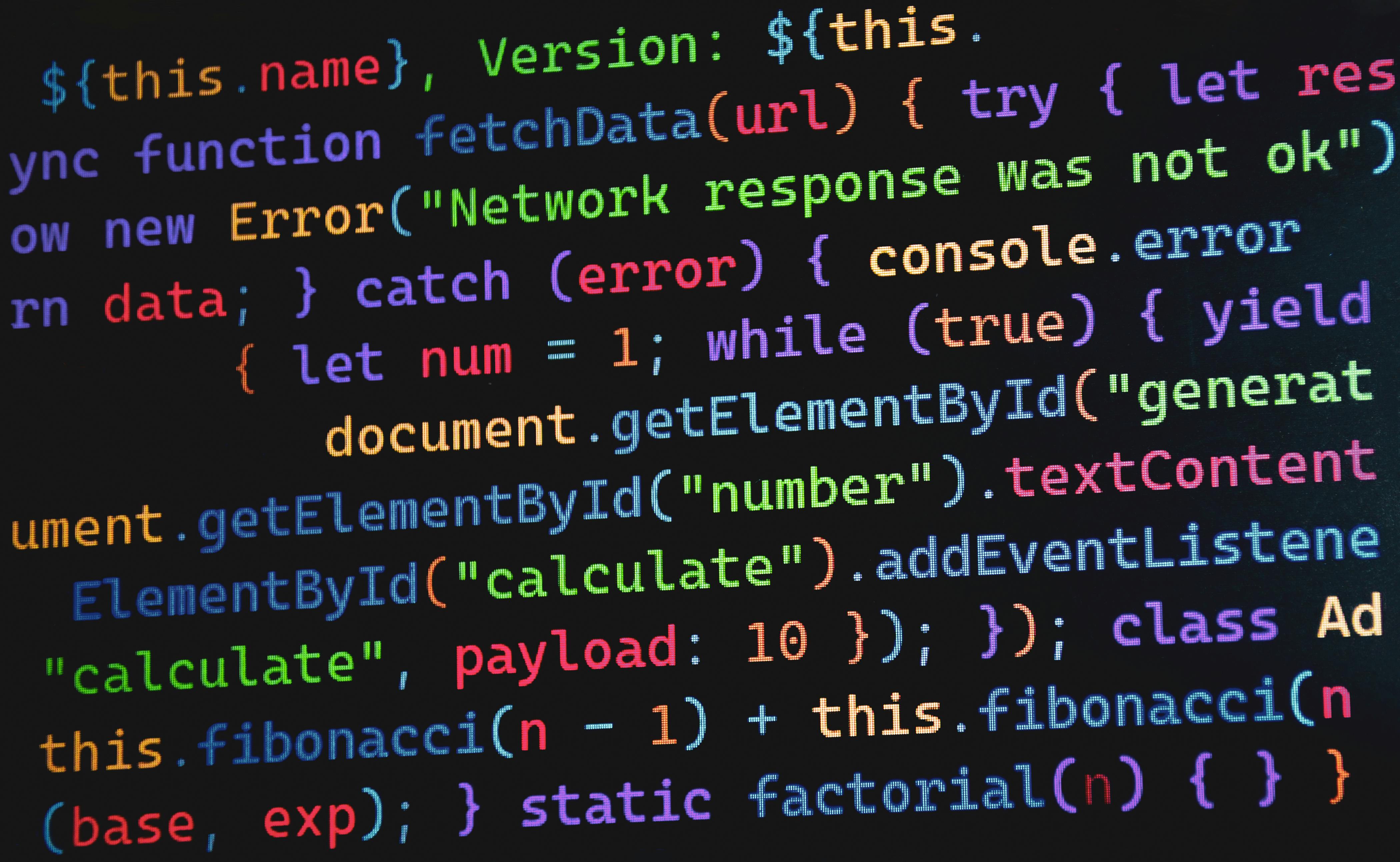 Colorful programming code displayed on screen